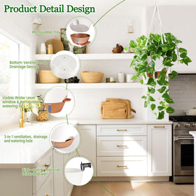Fielda bohemian macrame hanger creates chic interior decor with versatile placement.