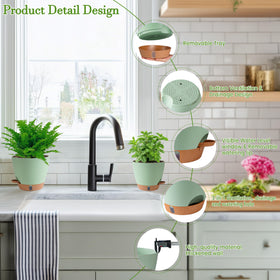 Fielda durable plastic green pot suitable for indoor and outdoor use.