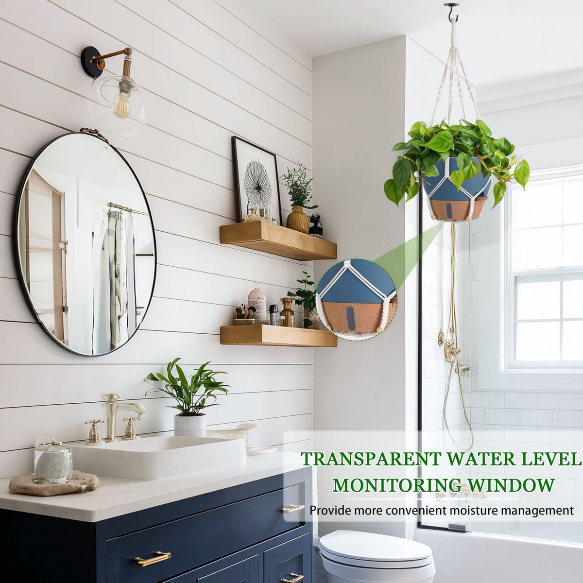 Fielda planter no-spill watering lip enables precise watering in hanging positions
