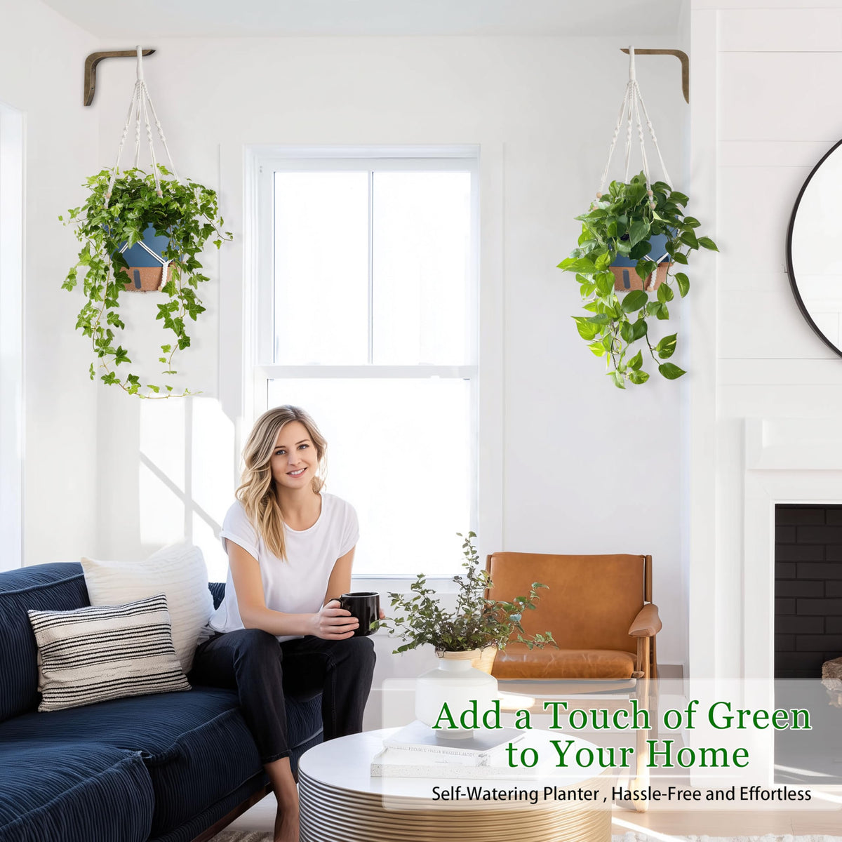 Fielda hanging planter removable reservoir tray stores water for days away