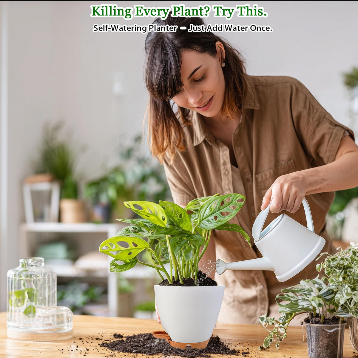 Fielda durable plastic planter for indoor and outdoor use.