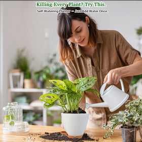 Fielda durable plastic planter for indoor and outdoor use.