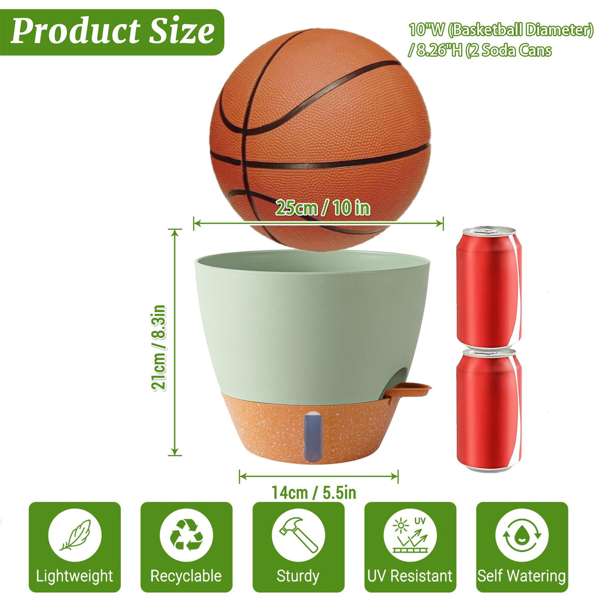 Fielda 10-inch size fits plants 12-18 inches tall
