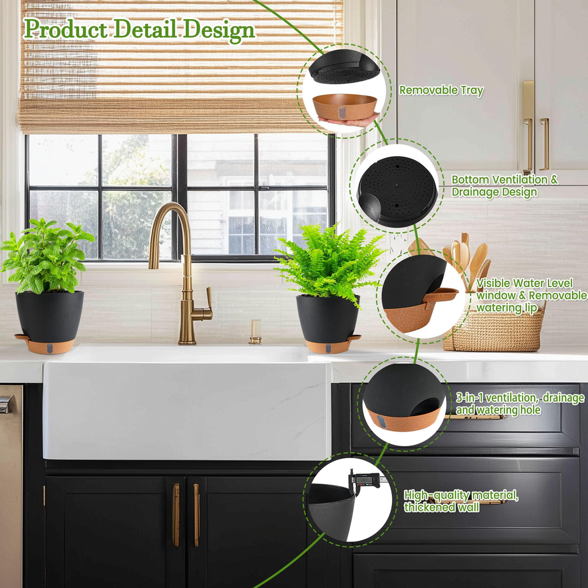Fielda 5-inch planter set for cohesive small-plant displays