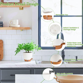 Fielda self-watering 6.5-inch pot adds modern decor to any shelf.