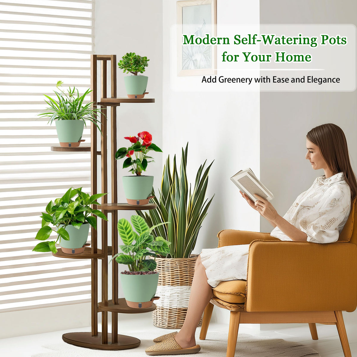 Fielda self-watering 6-inch pot features a visible water level window at a glance.