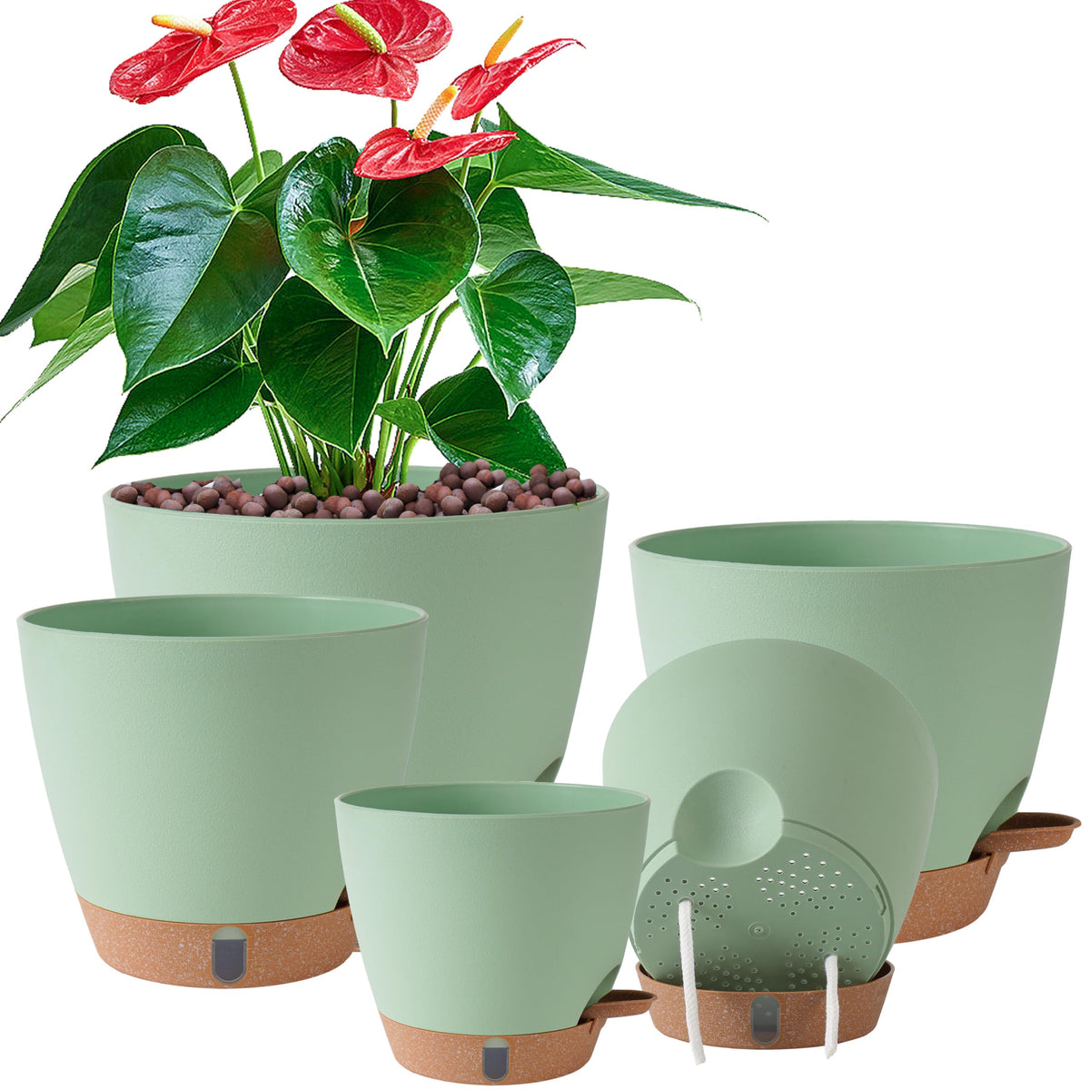 Fielda self-watering 8-inch pot with wick system for effortless plant hydration.