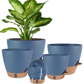 Fielda self-watering pot navy with water level window for precise moisture monitoring.