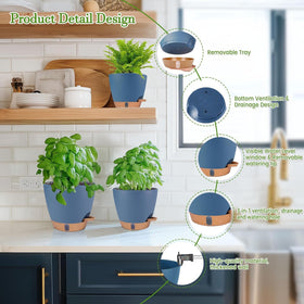Fielda 6.5-inch navy pot features water level window for quick checks.