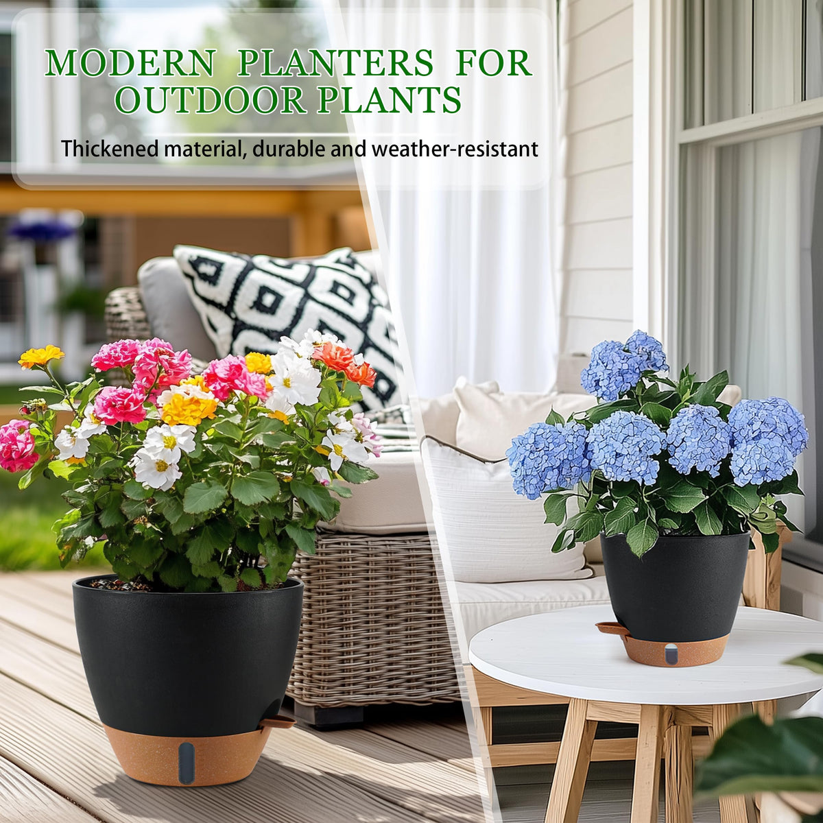 Fielda 8-inch pot designed for easy maintenance and steady moisture for thriving greenery.