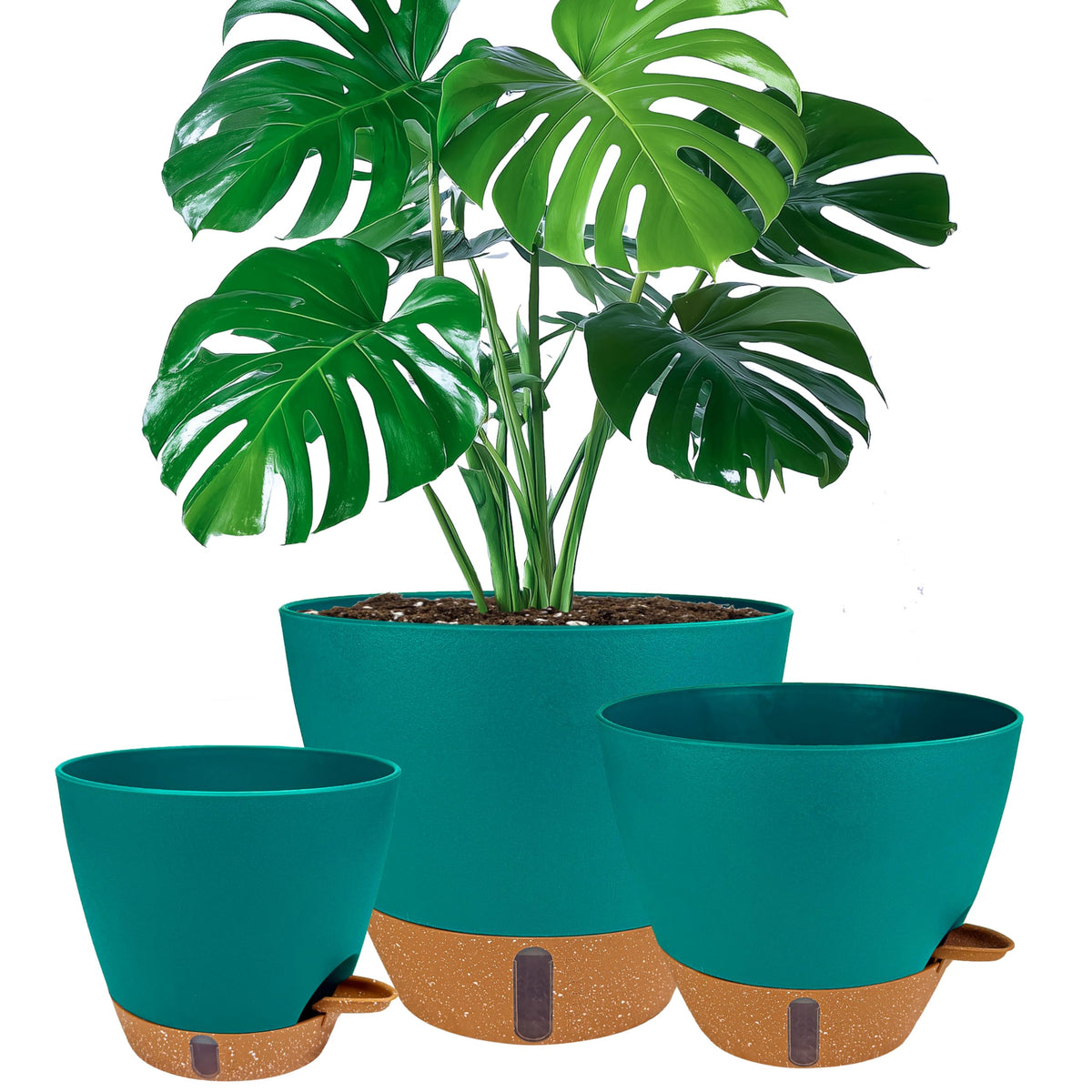 Fielda 8 inch self-watering pot with water level window for easy hydration monitoring