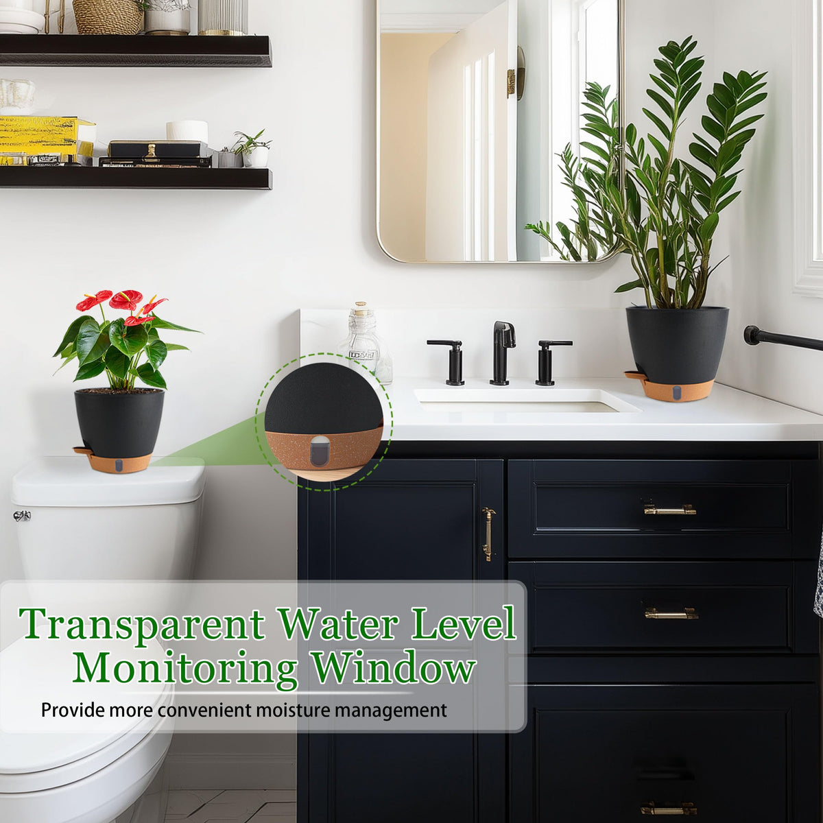 Fielda 9-inch pot with removable saucer tray simplifies cleaning and water management.