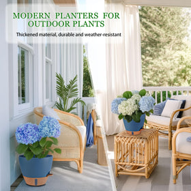 Fielda detachable-saucer-tray navy pot enables clean watering control.