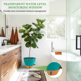 Fielda self-watering pot with drainage holes to promote root airflow