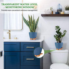 Fielda navy self-watering pot suits balconies and desks with style.