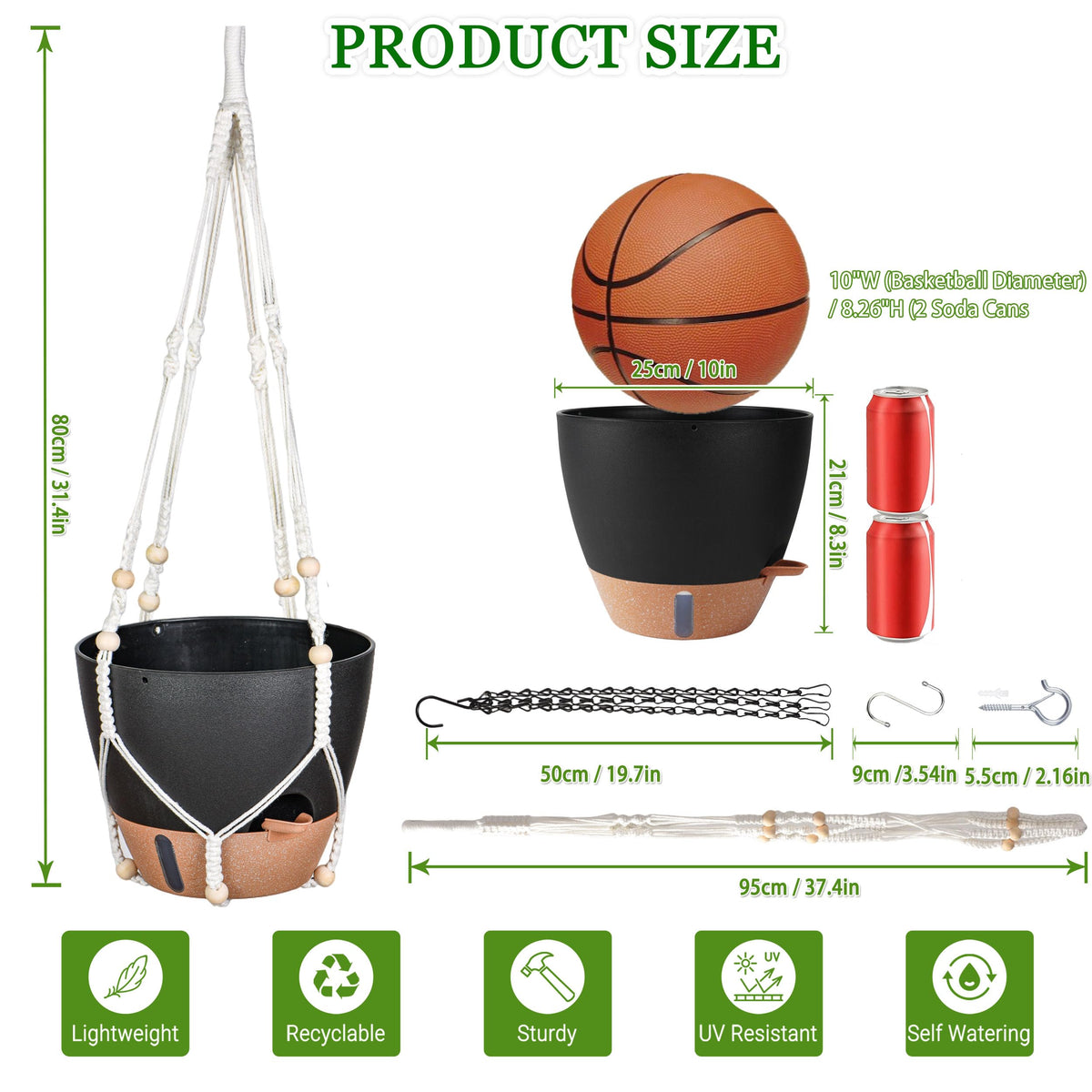 Fielda two-pack hanging planters for versatile indoor and outdoor setups.