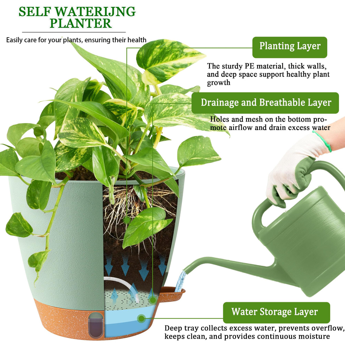 Fielda UV-resistant plastic pot suitable for indoor and outdoor use.