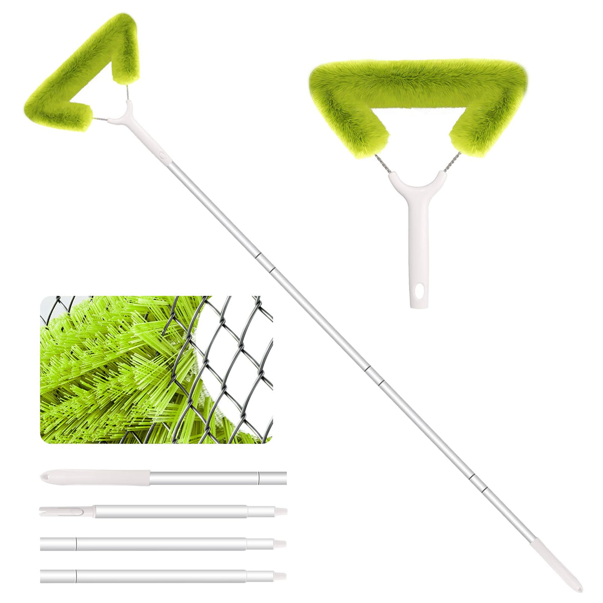 Fieploom window screen cleaning brush with 62in extension pole reaching high surfaces.