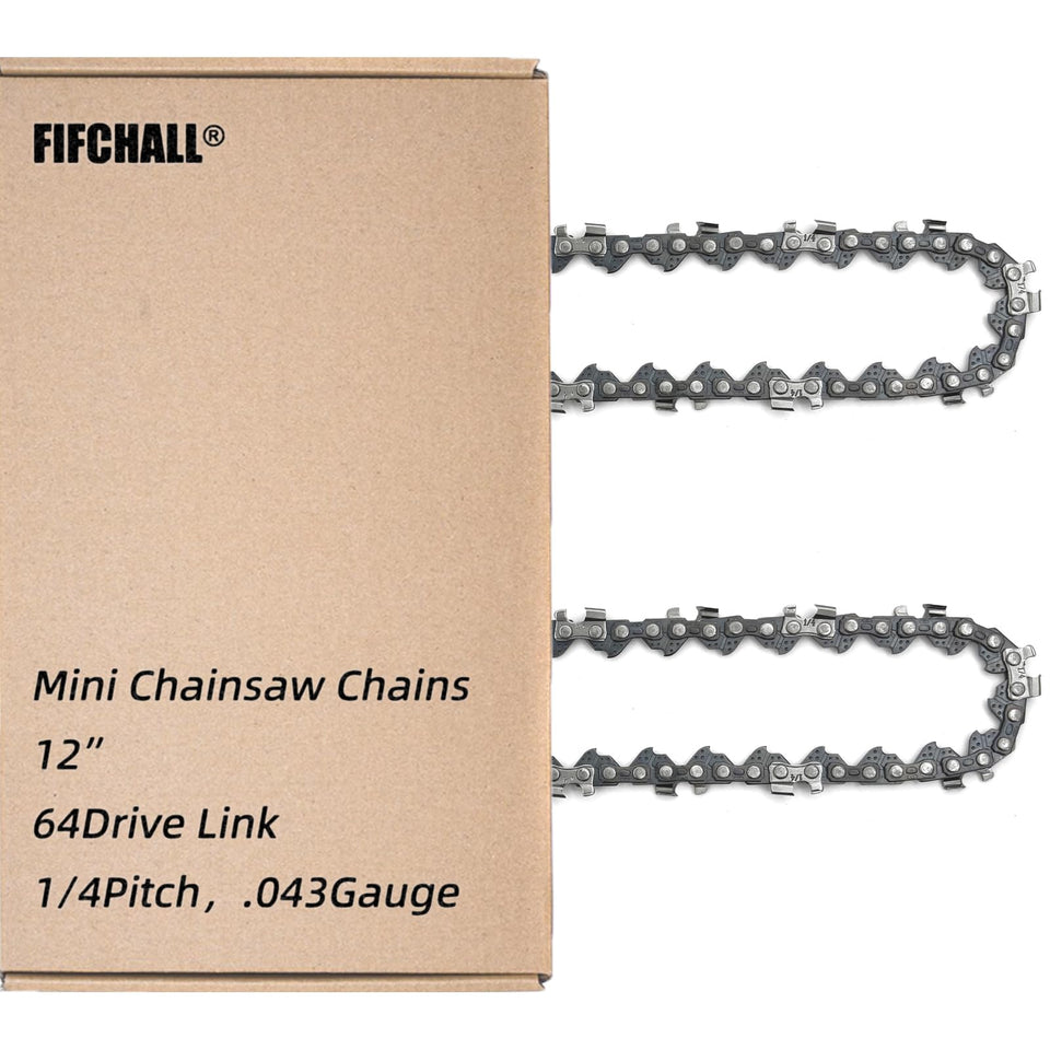 Fifchall 12 inch chain close up showing 64 drive links for smooth cuts