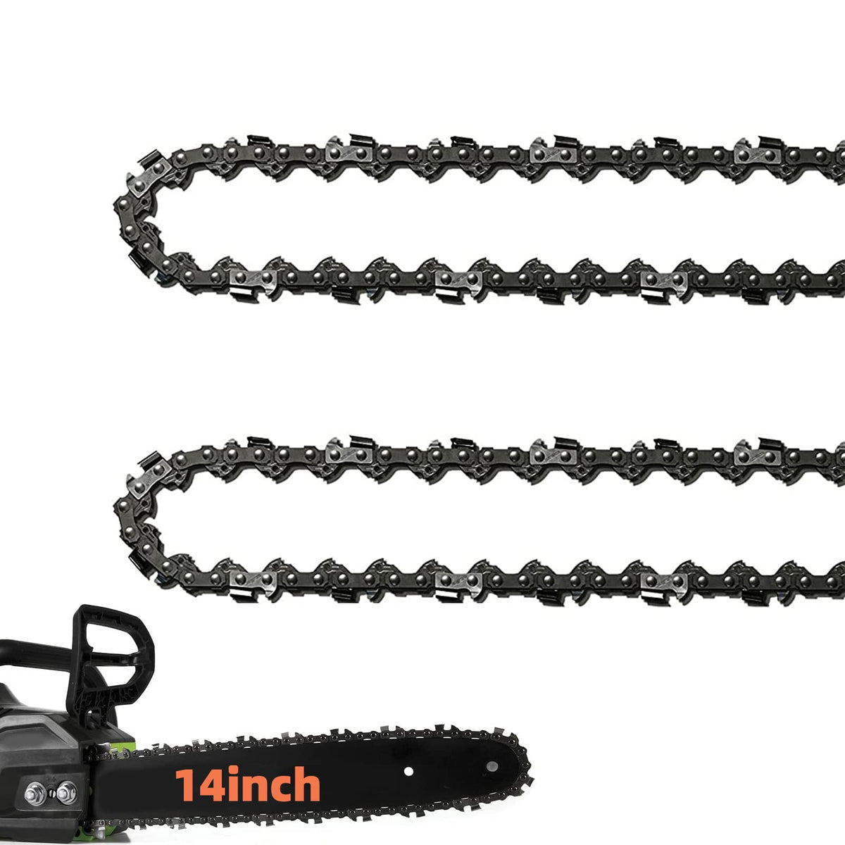 Fifchall 14-inch chainsaw chain front view with 52 drive links for smooth cuts