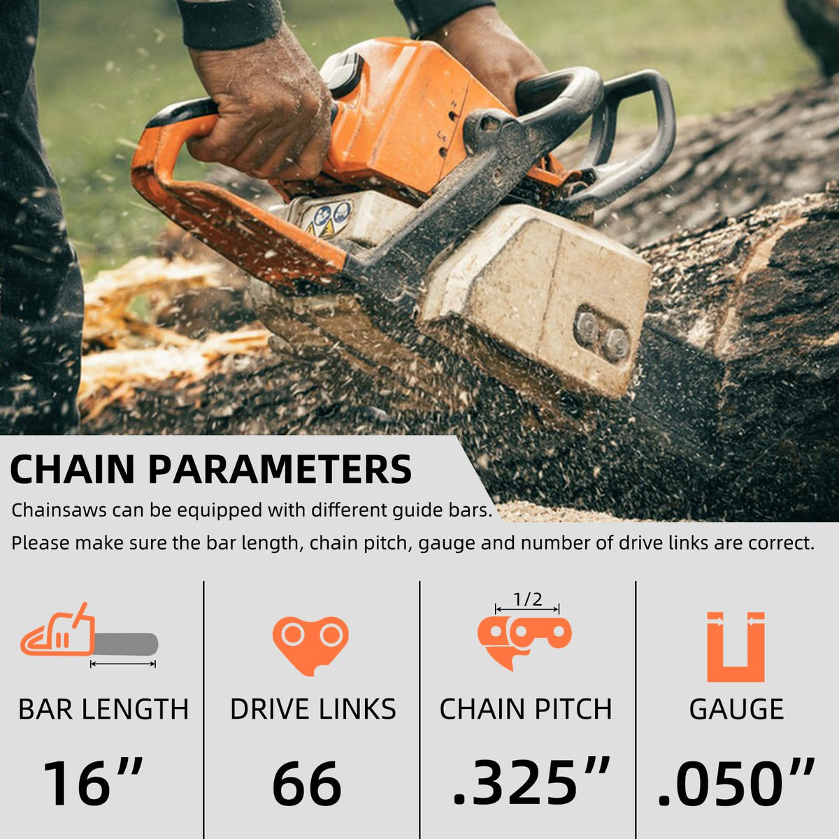 Fifchall 16-inch Echo-compatible chain provides smooth, efficient cutting.
