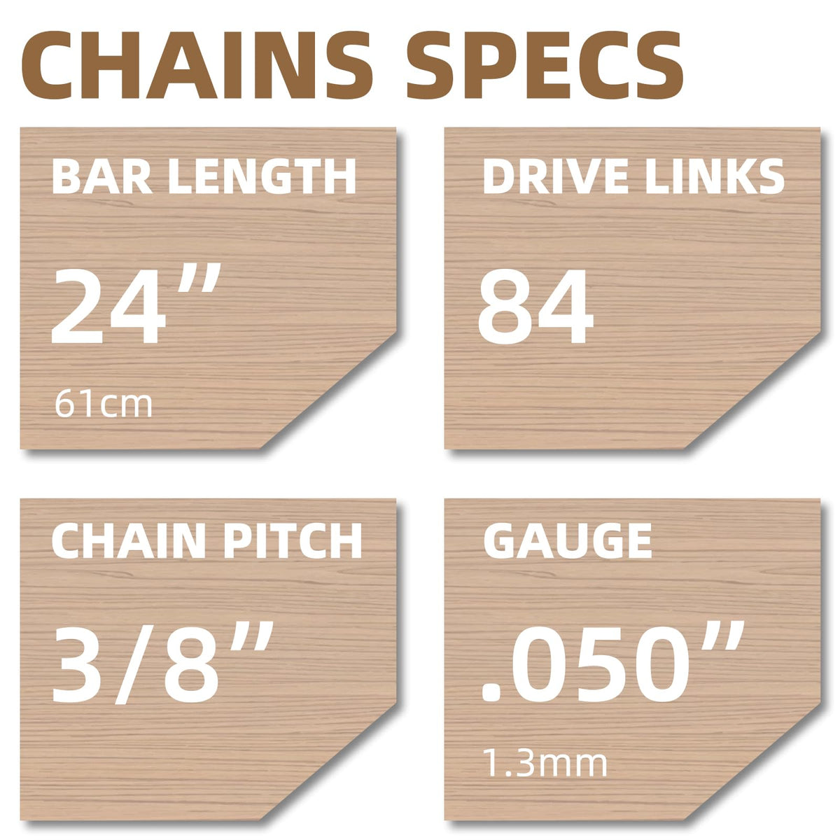 Fifchall chain laid flat showing 84 drive links for easy installation