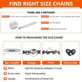 Fifchall 3-8 pitch, 0.050 gauge chain offers durable cutting.