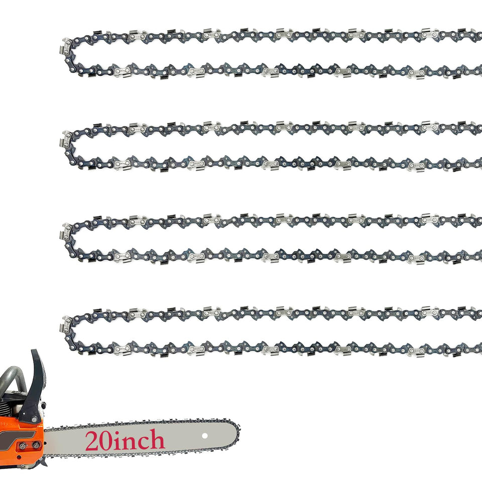 Fifchall 4-pack 20-inch chainsaw chain with 0.325 inch pitch for precise cuts.