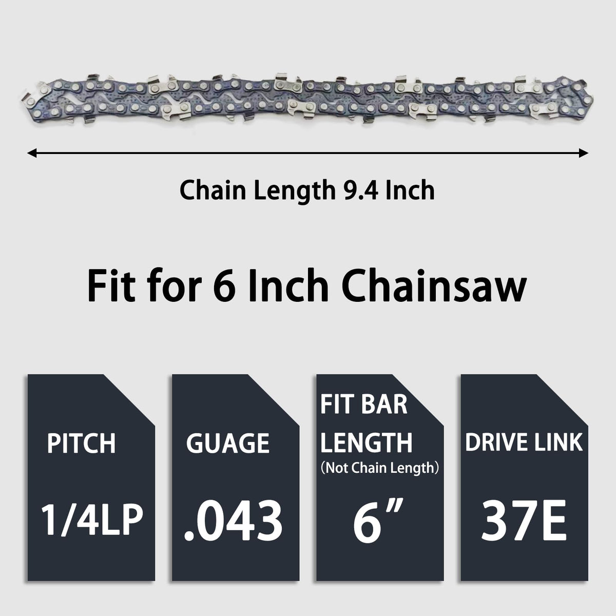 Fifchall four-pack replacement chains ready for quick swaps on a 6-inch saw.