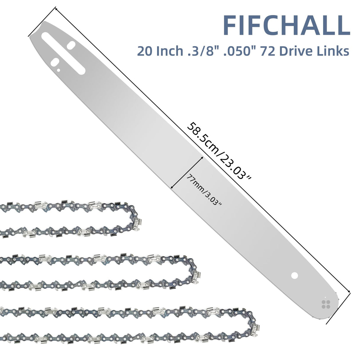 Fifchall full-chisel German steel chain delivering smooth cuts.