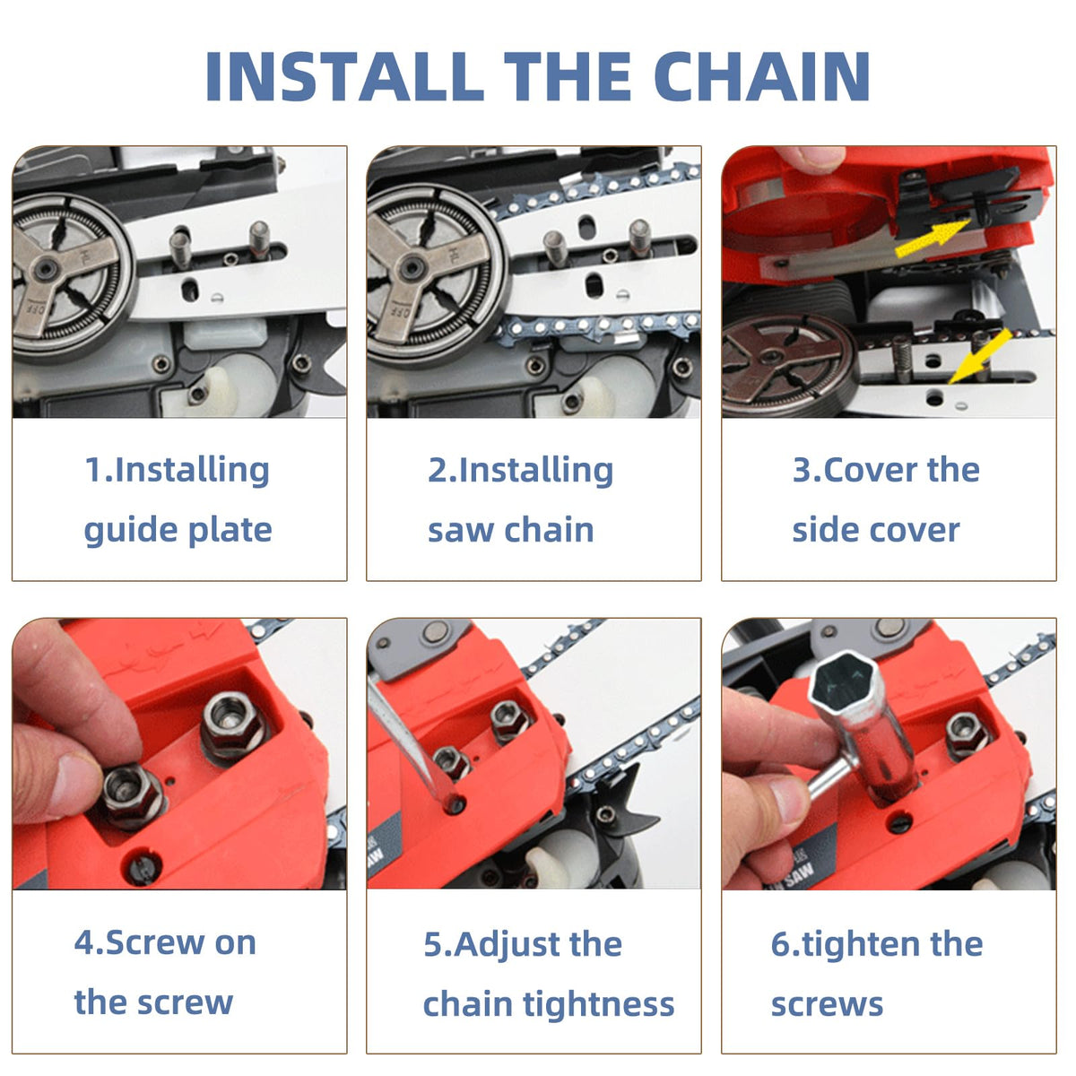 Fifchall packaging includes three chains and one bar ready for installation