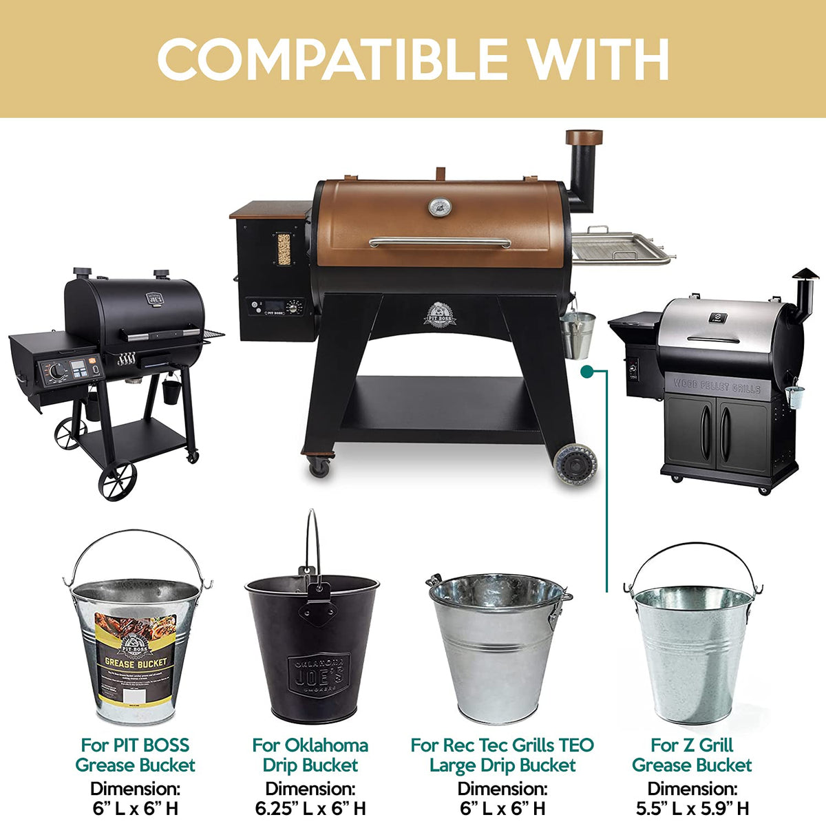 Fig & Leaf grease bucket liner compatible with Oklahoma Joe’s 9518545P06 for tidy grilling drips.