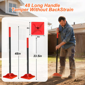 Fijaru tamper with 48-inch handle for back-friendly upright operation.