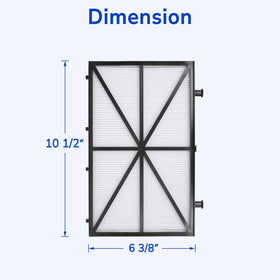 Fil-fresh sturdy plastic frame supports filter structure during cleaning cycles.