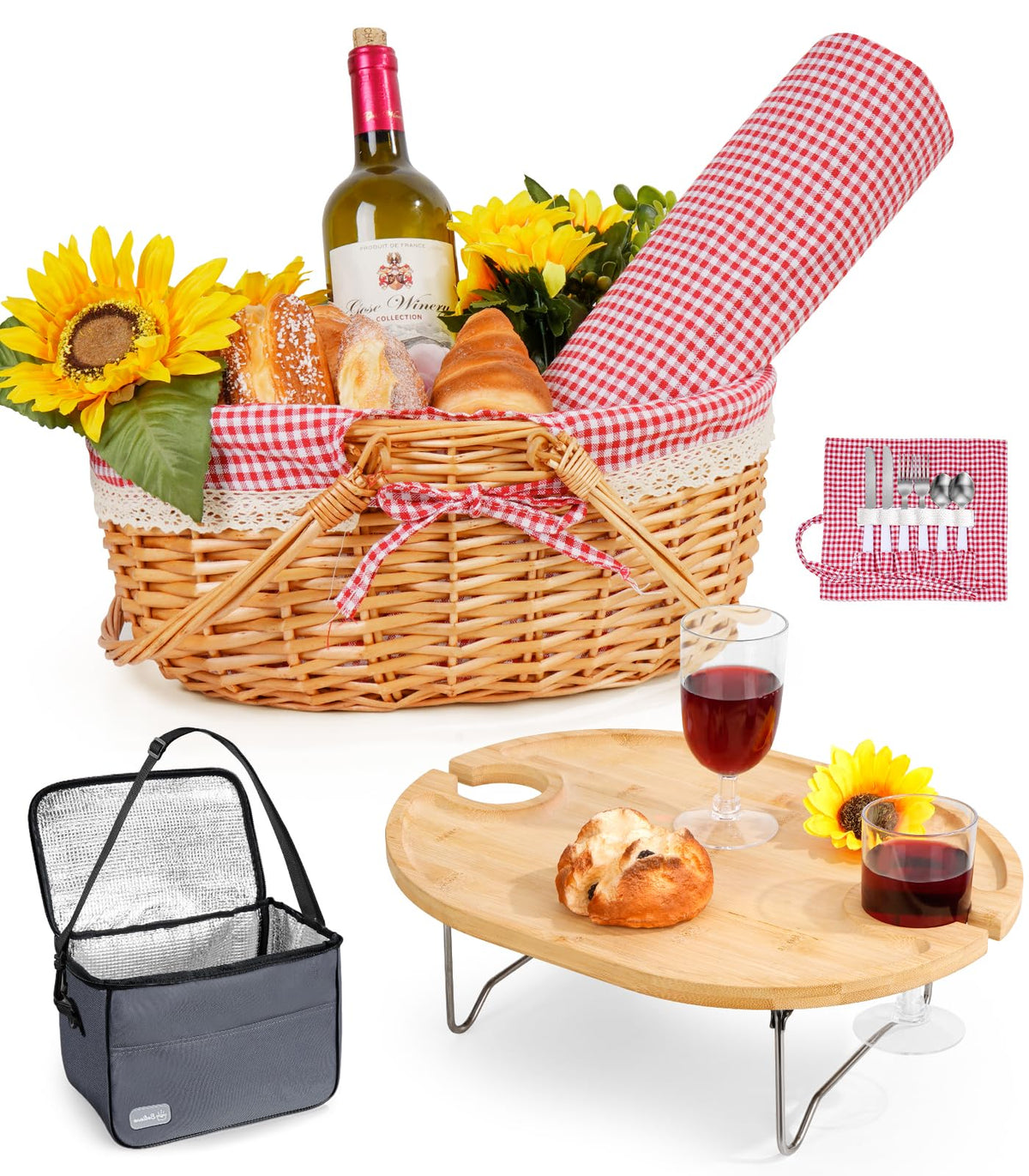 Filano picnic basket 2-table-lid: easy setup for two outdoors.