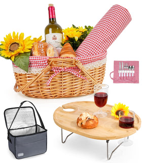 Filano picnic basket 2-table-lid: easy setup for two outdoors.