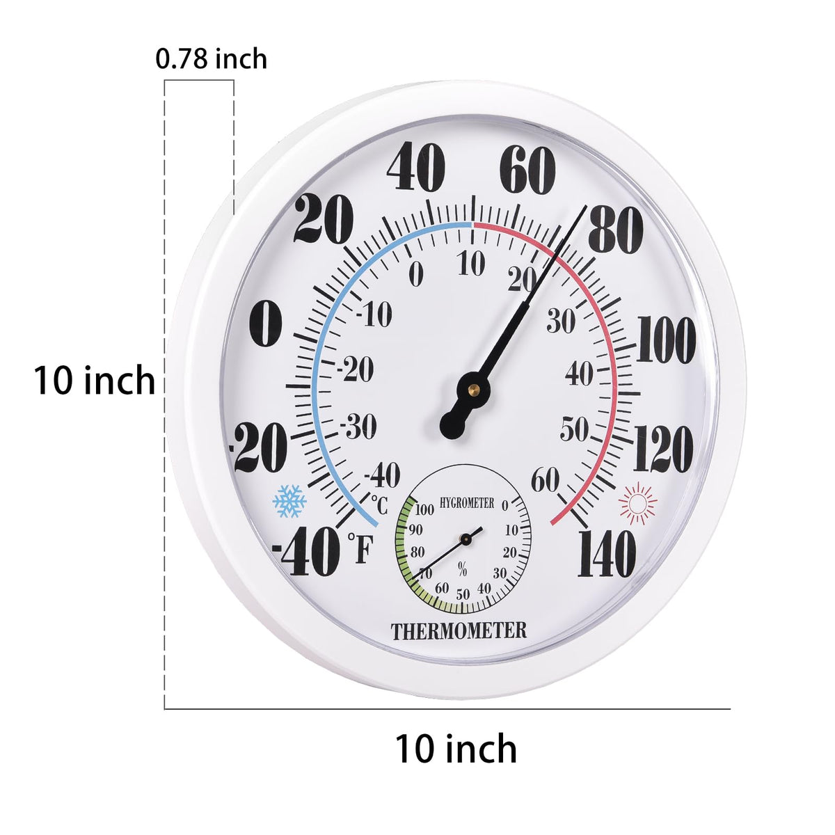 FILL AWAY thermometer humidity reading helps monitor indoor air conditions.