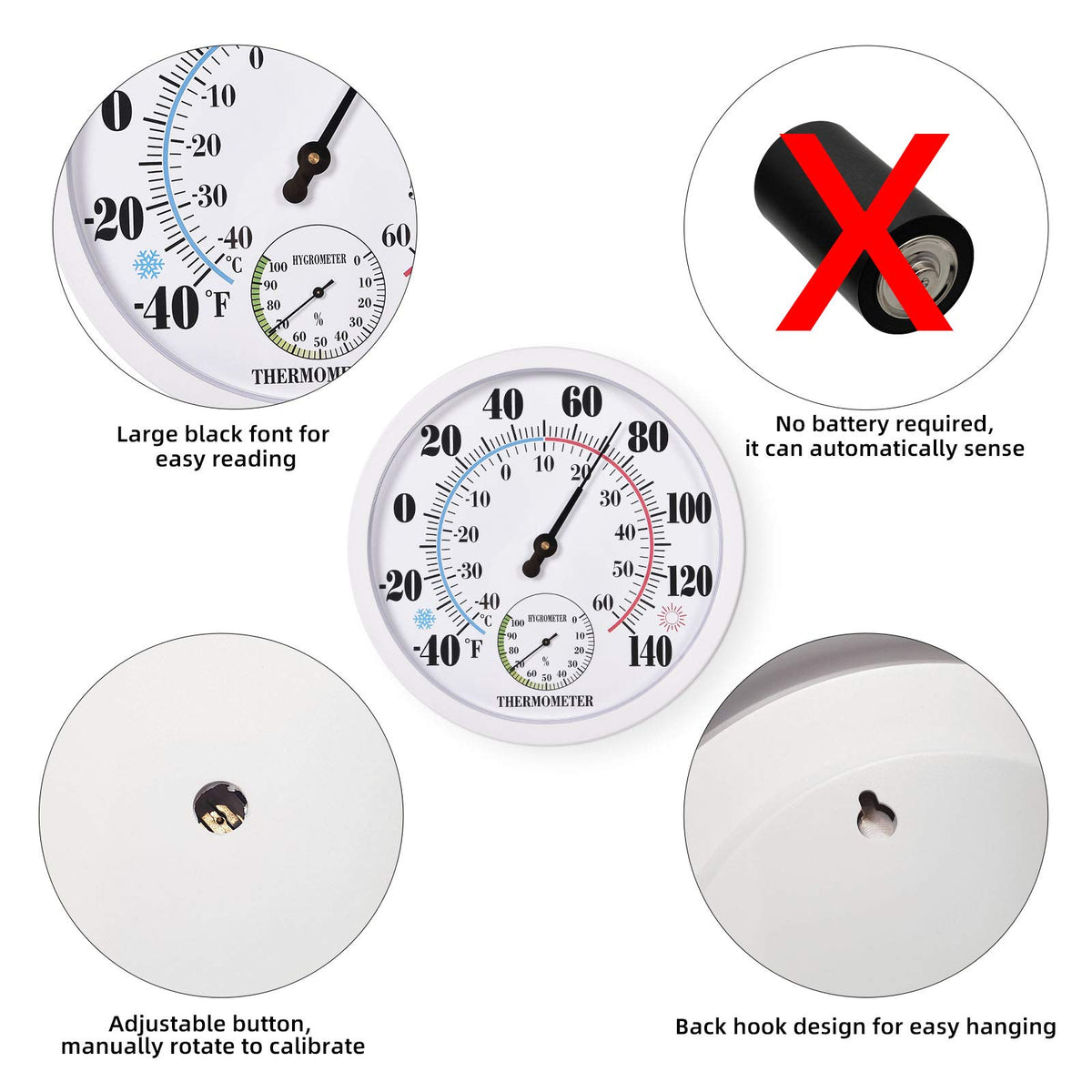 FILL AWAY thermometer wall-hanging with keyhole for simple wall installation.