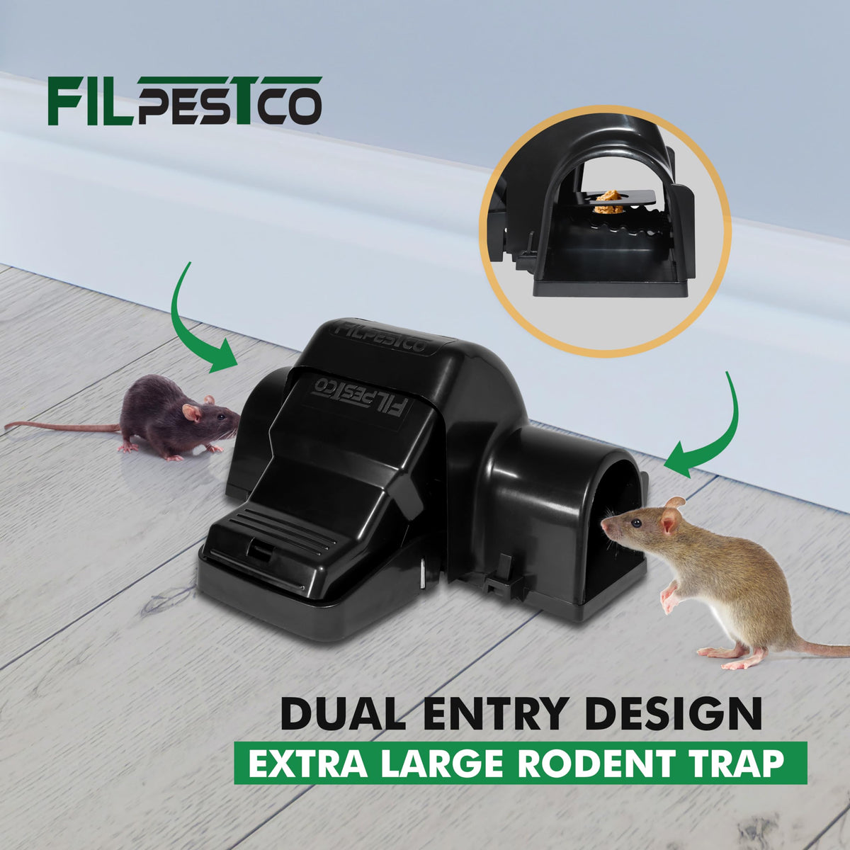Filpestco extra-large trap suitable for large rats and smaller rodents alike.