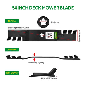 Filpowis 3 pack 54 inch mower blades aligned for Craftsman fit ensuring balanced performance.