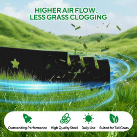 Filpowis 3 pack 54 inch mower blades shown as heavy duty steel for long lasting use.