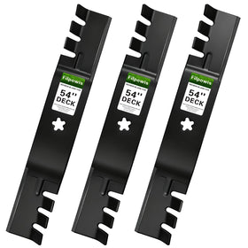 Filpowis 3 pack 54 inch mower blades for Husqvarna with heavy duty steel construction and durability.