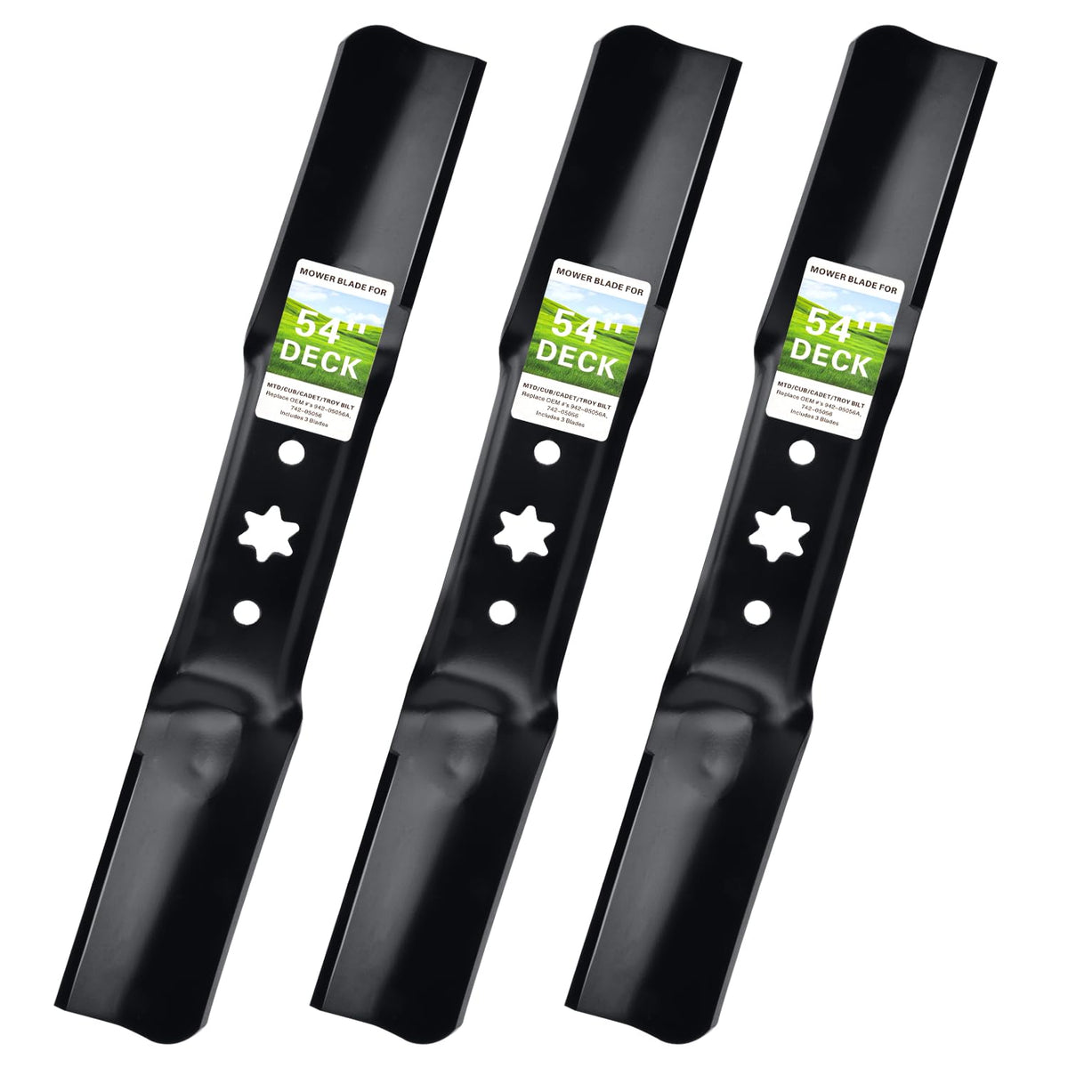 Filpowis 3-pack high-lift blades for Cub Cadet 54 deck ensure cleaner, even cuts