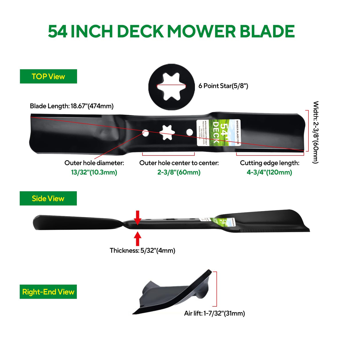 Filpowis 6-point star center blade fits securely for reduced vibration