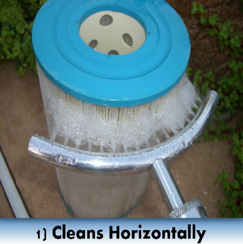 Cleaning action demo of Filter Flosser highlights quick, controlled cartridge maintenance.