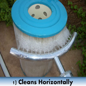 Cleaning action demo of Filter Flosser highlights quick, controlled cartridge maintenance.