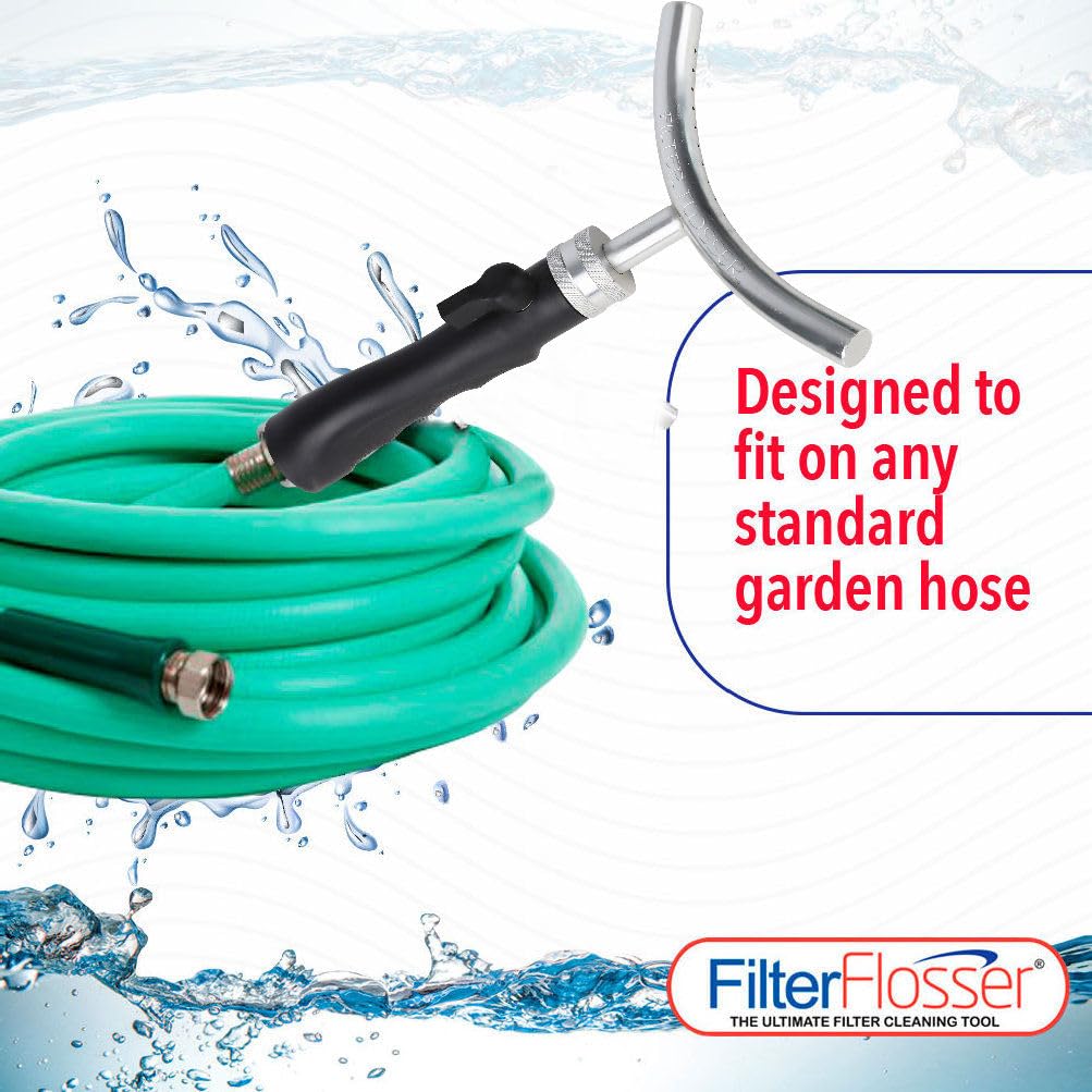Powerful water impact of Filter Flosser aiding debris removal during cleaning.