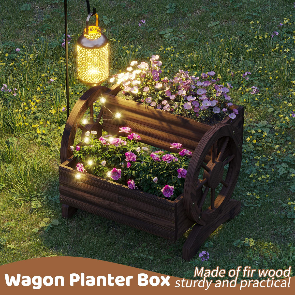 FILWH carbonized fir wood planter box built for year-round outdoor use.