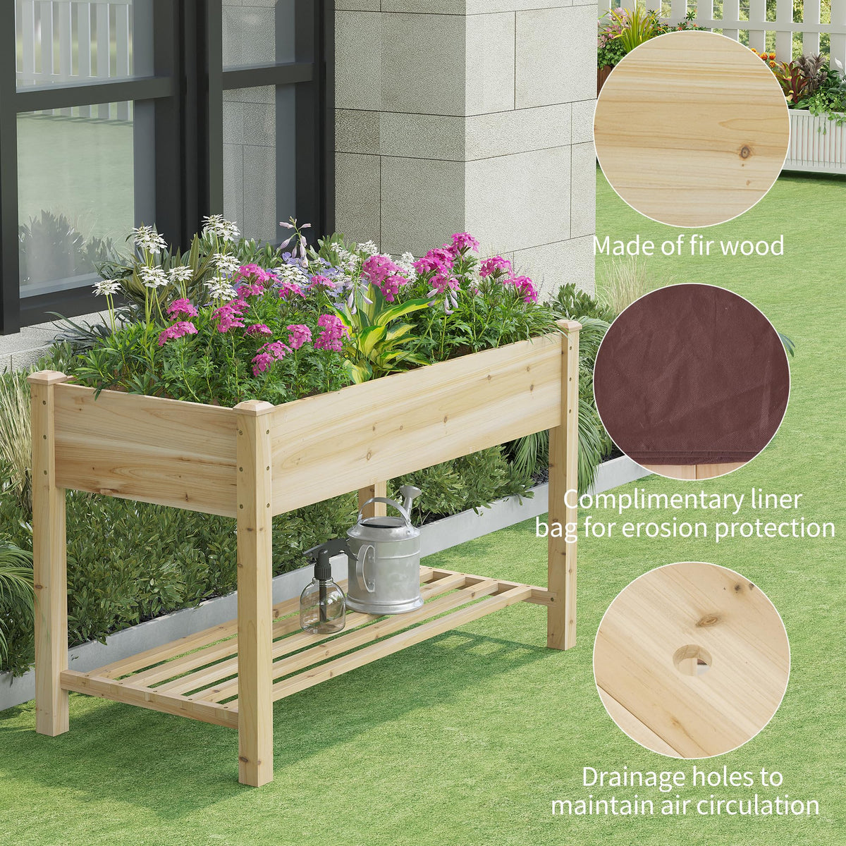 FILWH fir wood construction withstands outdoor use and weather exposure.