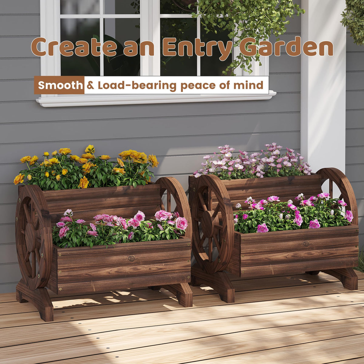 FILWH wheeled garden planter viewed from top for easy relocation.